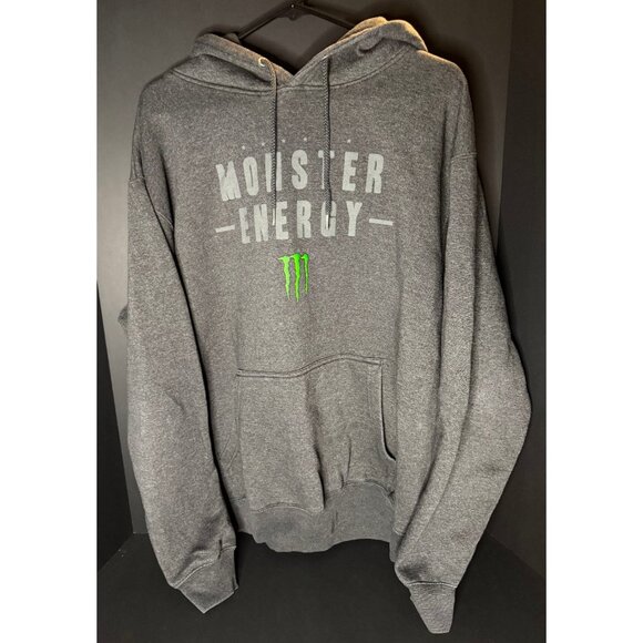 Monster Energy Official Gray Graphic Logo Pullover Hoodie Sweatshirt Mens XL Y2K - Picture 1 of 6